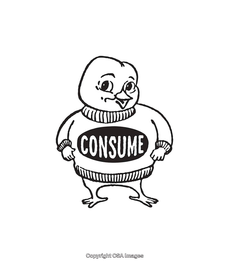 Black and White Line Art Illustration of a Cartoon Bird Wearing a Sweater