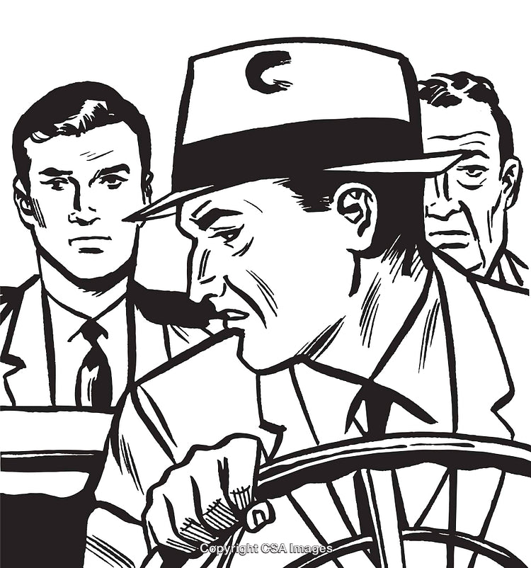 Retro Illustration of Three Men in Discussion with a Dramatic Tone