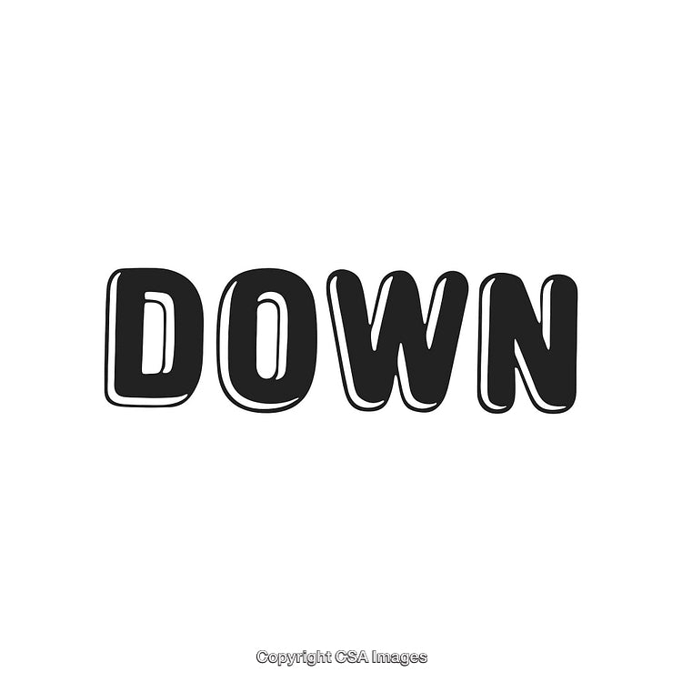 Bold Text Design Showcasing the Word 'Down' in Black and White