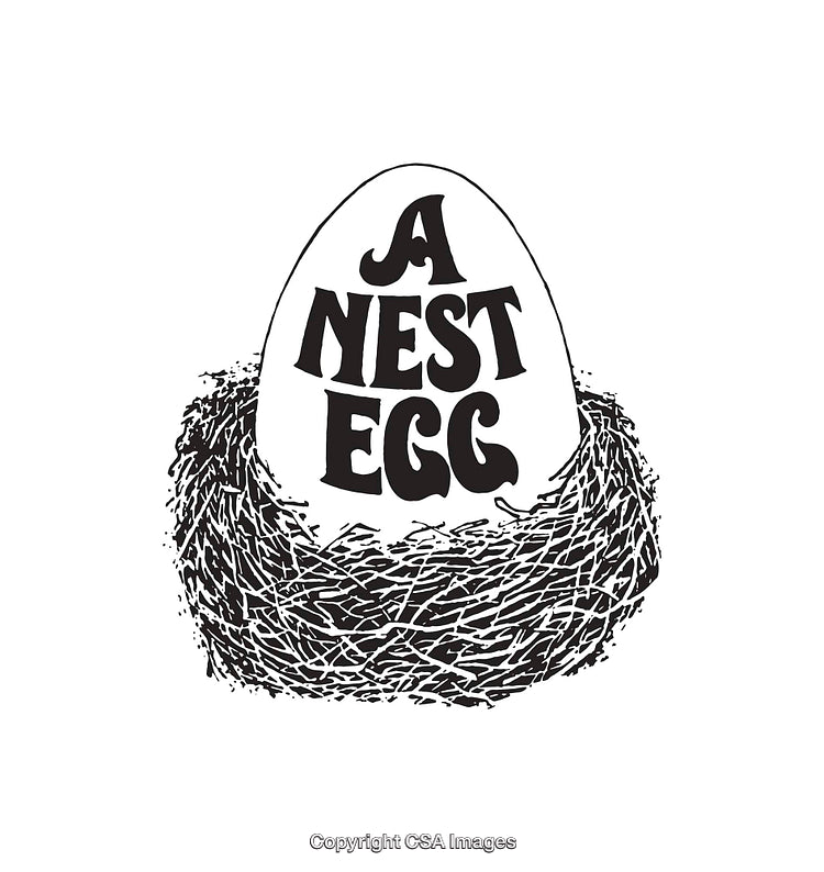 Black and White Line Art of a 'Nest Egg' Concept Illustration