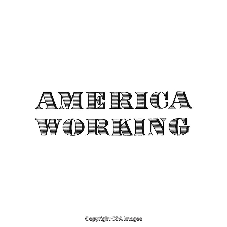 Bold Text Illustration Featuring 'America Working' in Classic Typography