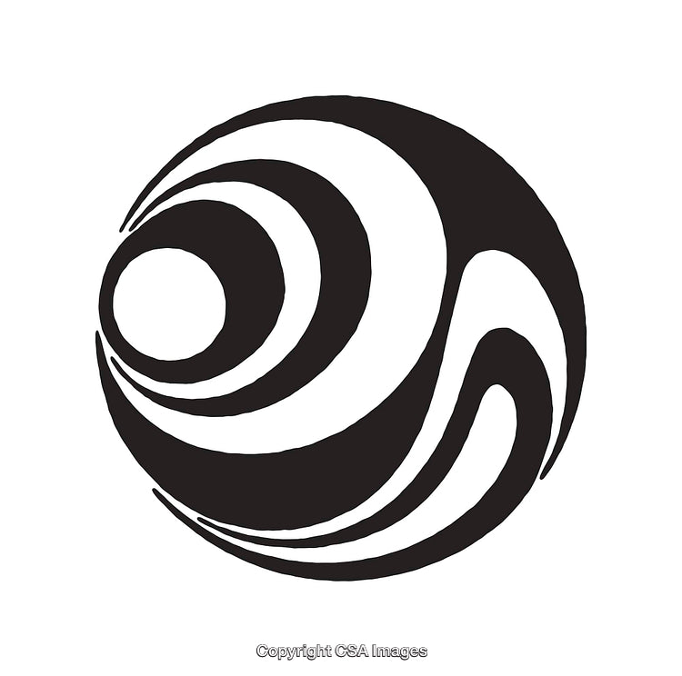 Abstract Black And White Swirl Line Art Sphere Design