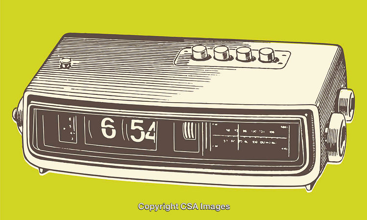 Vintage Illustration of a Flip Clock on a Colorful Background