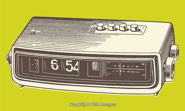 Vintage Illustration of a Flip Clock on a Colorful Background