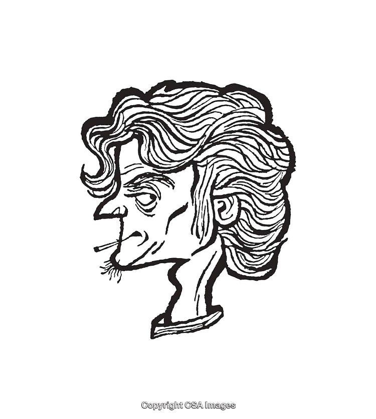 Hand-Drawn Black and White Illustration of a Unique Character