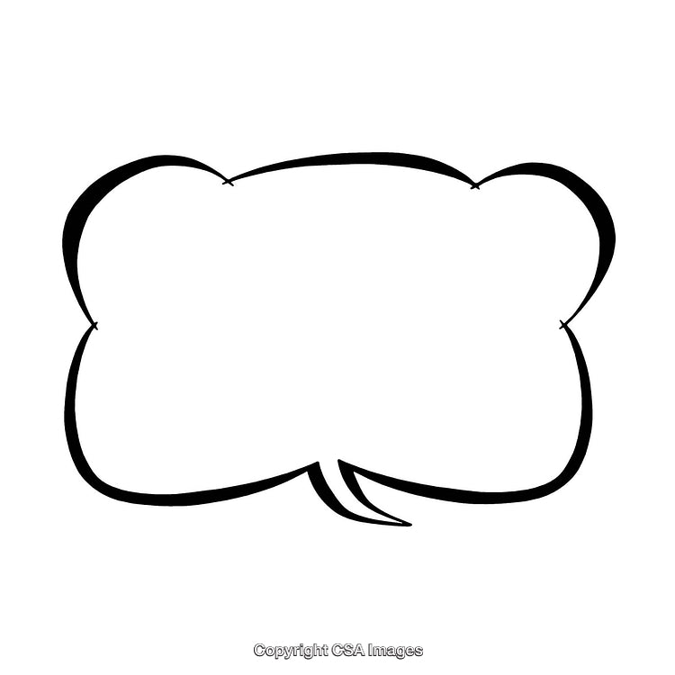 Blank Comic Speech Bubble with Black Outline on White Background