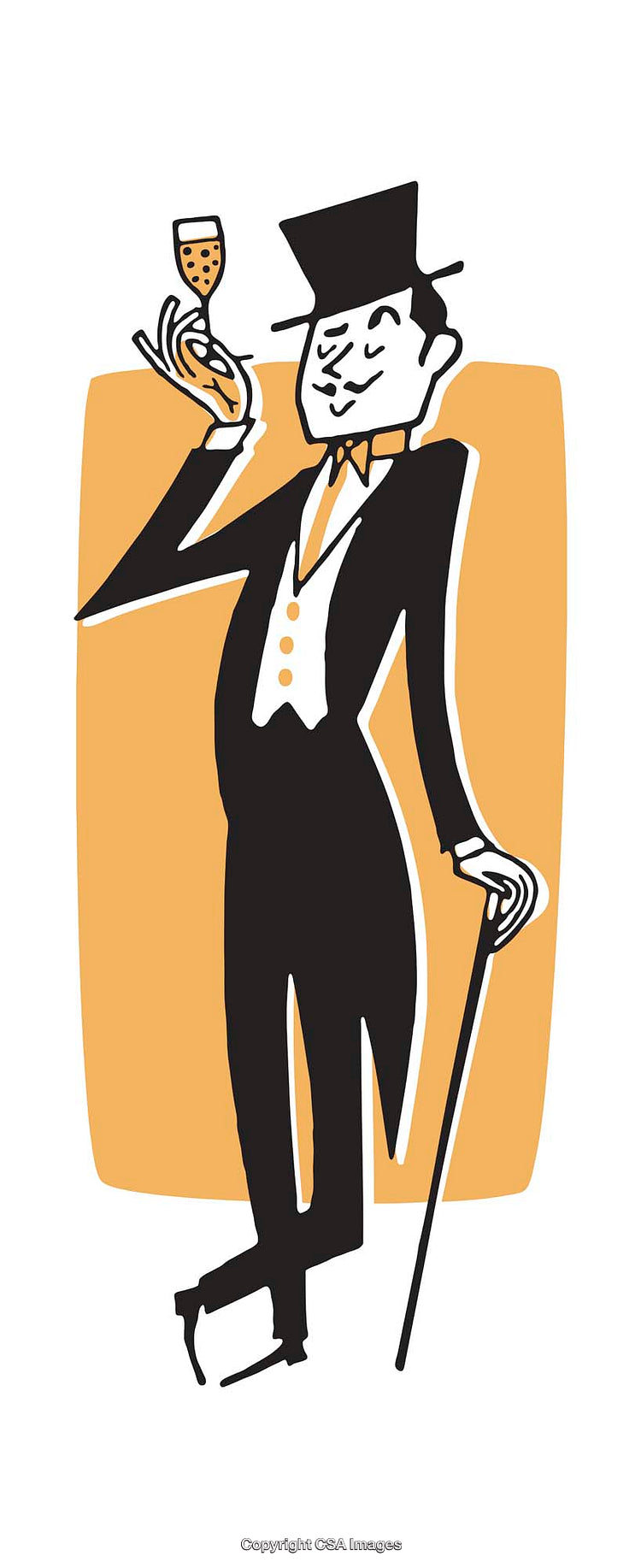 Elegant Cartoon Gentleman With Top Hat Raising Glass in Celebration