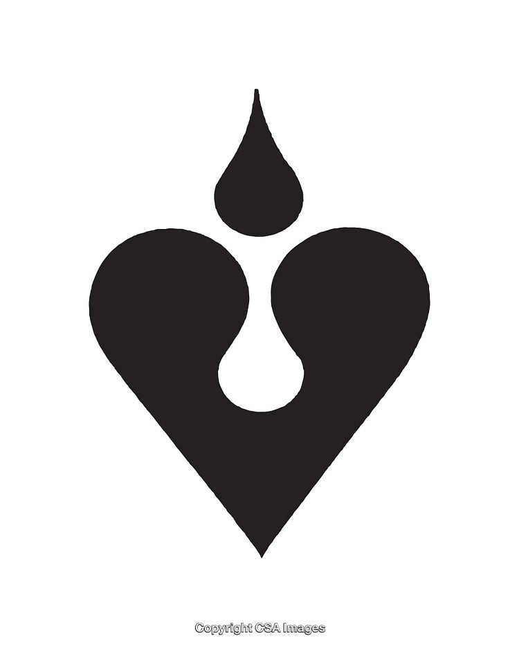 Black and White Teardrop and Heart Shaped Icon Design