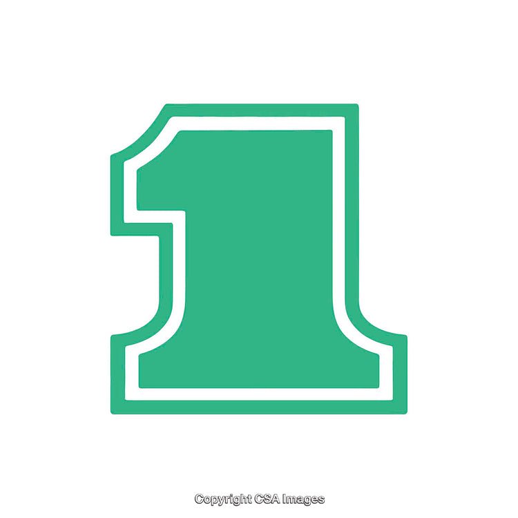 Vivid Green Number One on White Background for Digital Use
