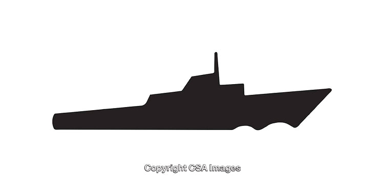 Black Silhouette Icon of a Modern Submarine Vessel on White Background