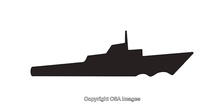 Black Silhouette Icon of a Modern Submarine Vessel on White Background