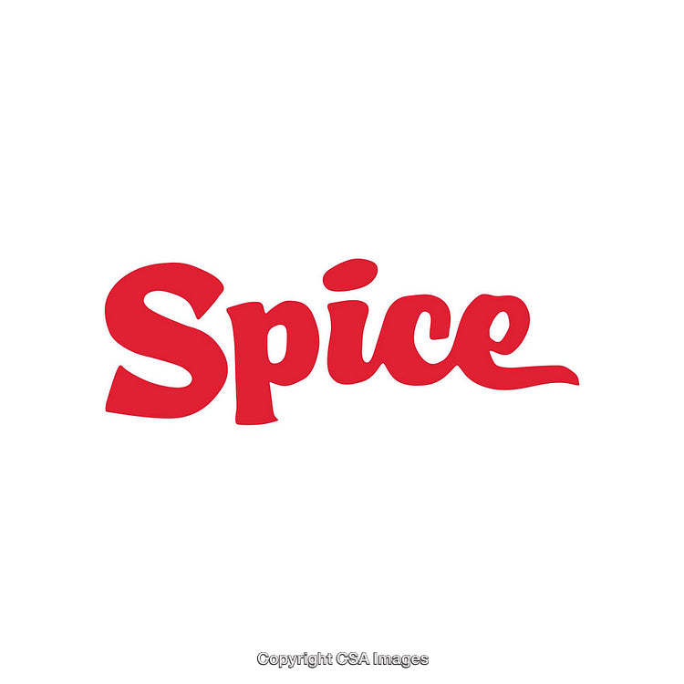 Red Script Word 'Spice' on White Background
