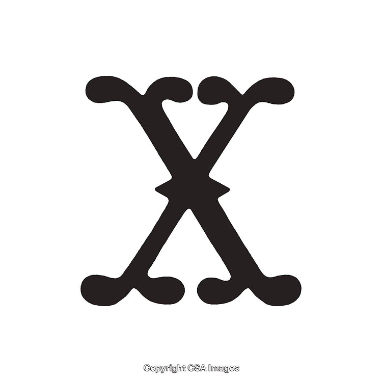 Stylized Black Letter X Design with Decorative Serif Accents