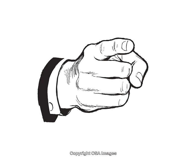 Black and White Line Art of Pointing Hand with Business Sleeve