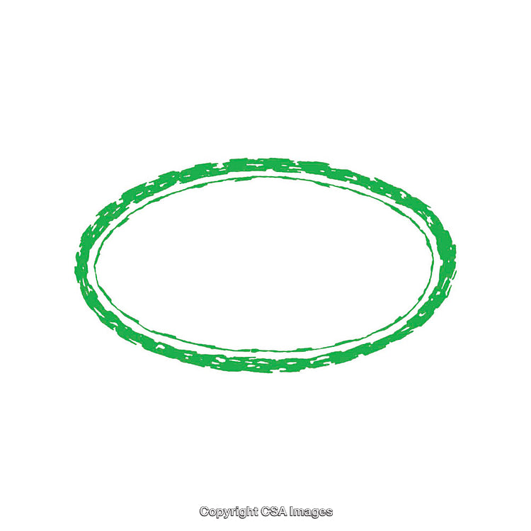 Simple Green Circular Hand-Drawn Figure on White Background