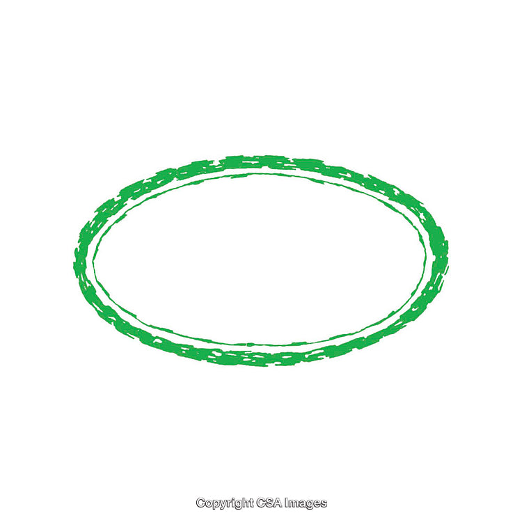 Simple Green Circular Hand-Drawn Figure on White Background