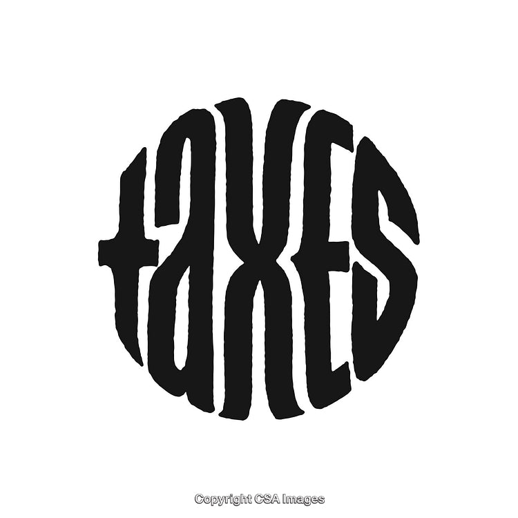 Bold Black Typography Design of the Word Taxes Inside a Circle Shape