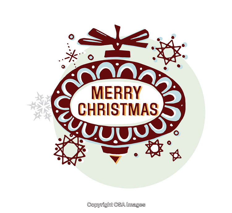 Merry Christmas Ornament with Decorative Snowflake Accents in Festive Style