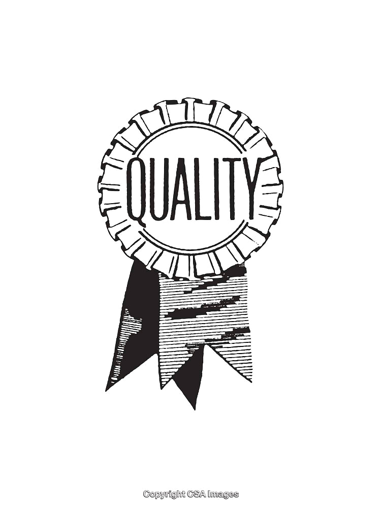 Black and White Line Art Ribbon Symbolizing Quality and Assurance