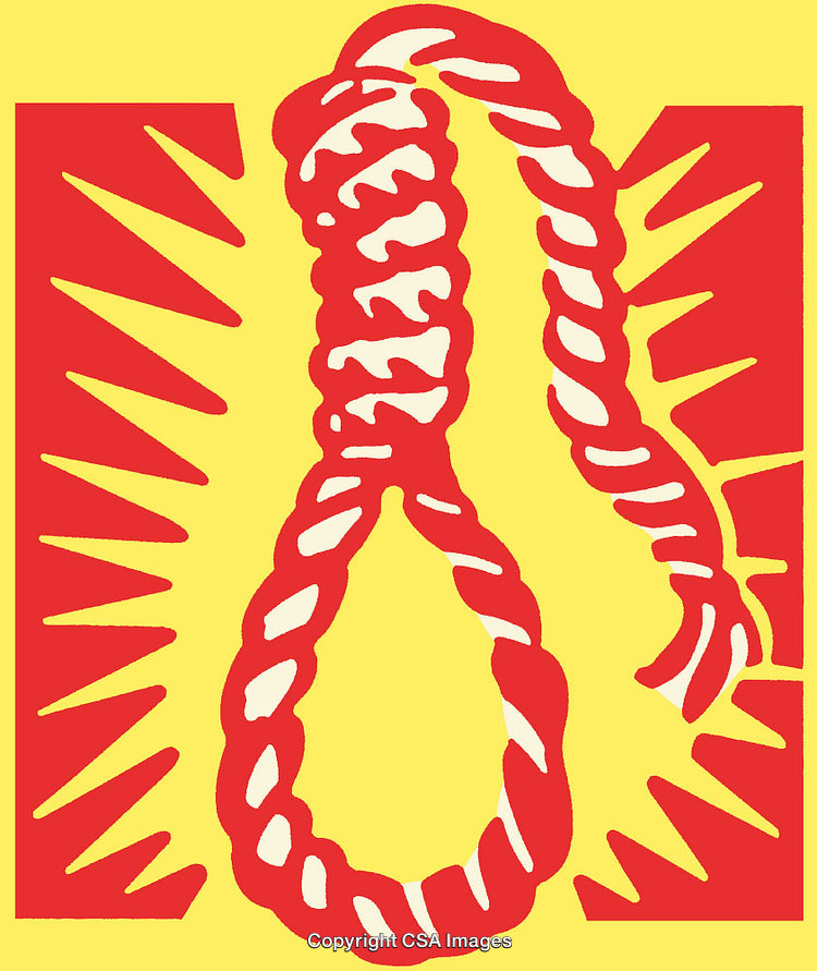 Red Noose Illustration on a Yellow Background Highlighting Bold Graphic Elements