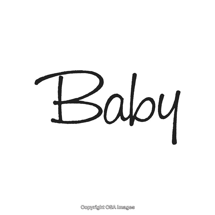 Elegant Handwritten Style Text 'Baby' on White Background