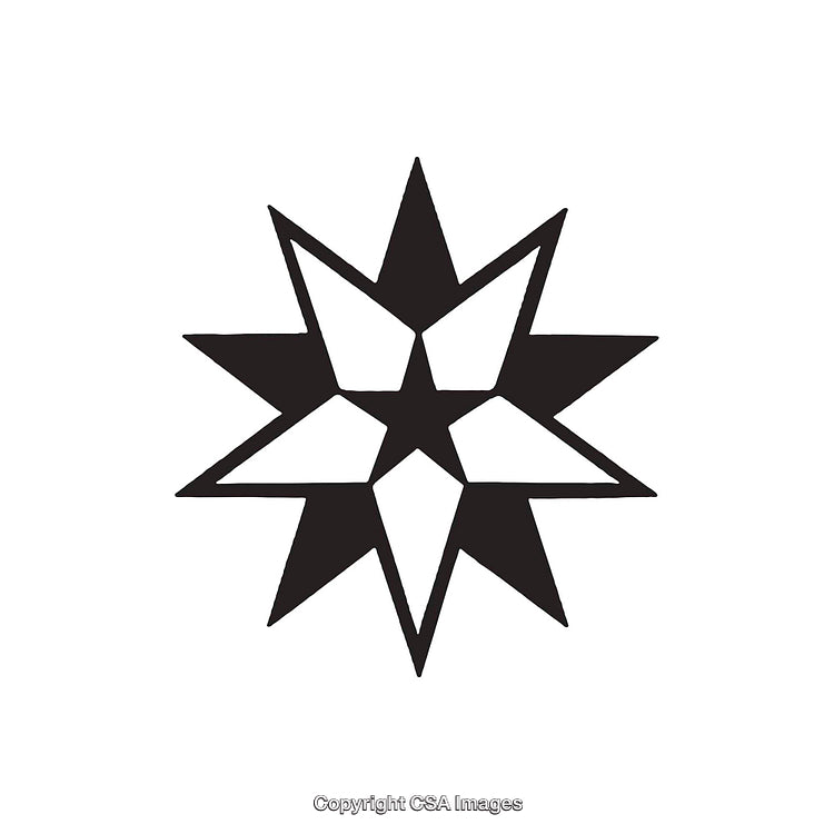 Black And White Geometric Eight-Pointed Star Dingbat Icon