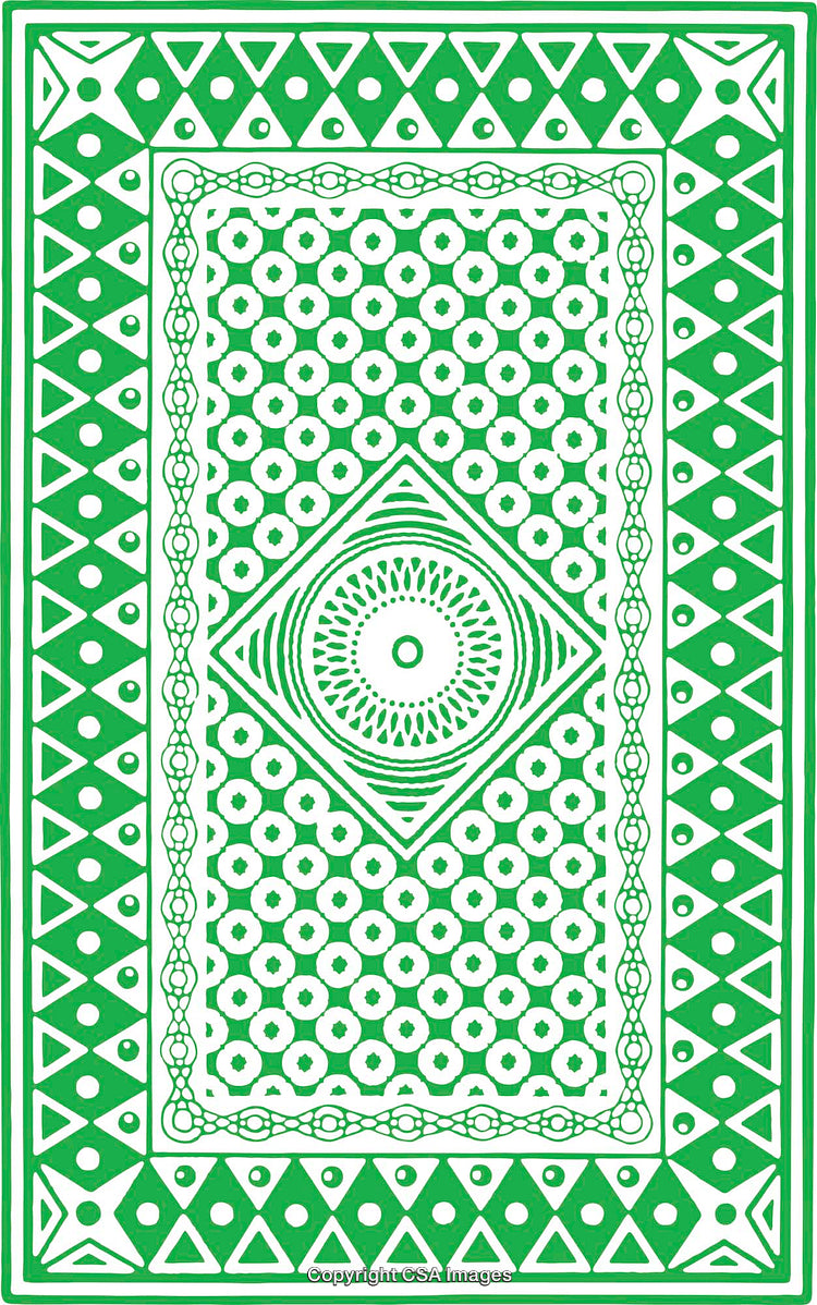 Green Geometric Pattern with Circular and Triangular Ornamental Design