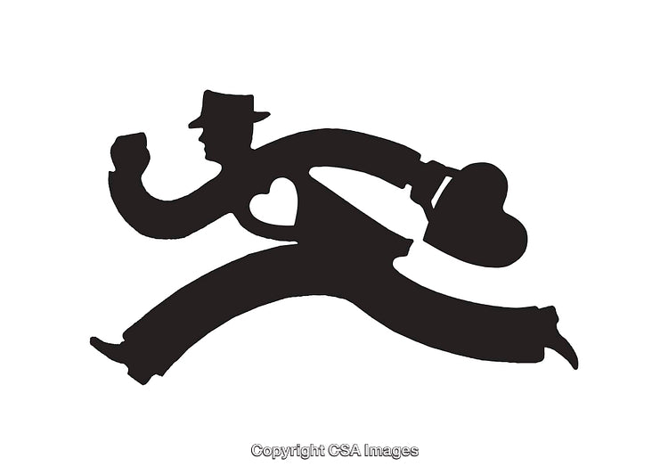 Silhouette of a Person Running with Heart Symbol Emphasis