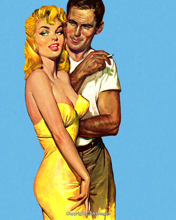 Retro Illustration of a Stylish Couple in a Romantic Moment