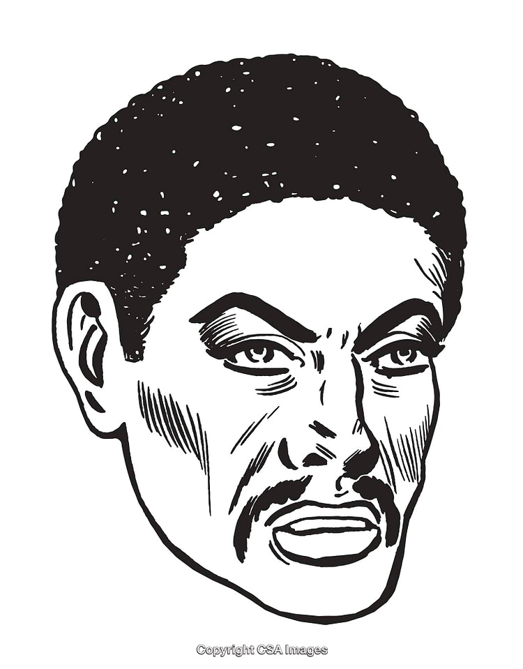 Hand-Drawn Portrait of a Male Face with Intense Expression