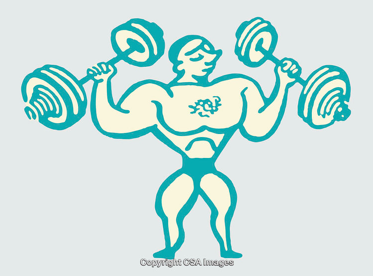 Colorful Line Art of a Bodybuilder Lifting Heavy Dumbbells With Strength