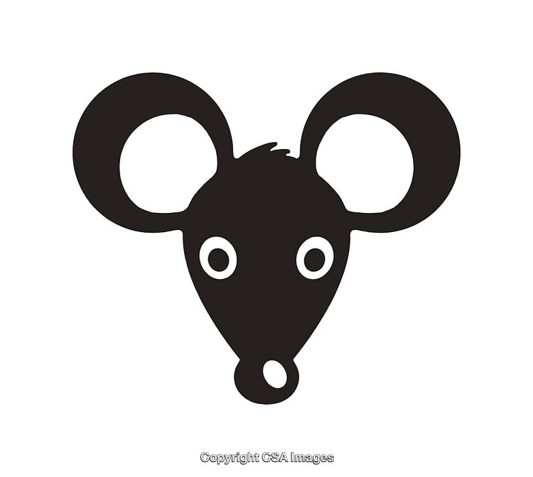 Abstract Black and White Line Art Illustration of a Mouse Design