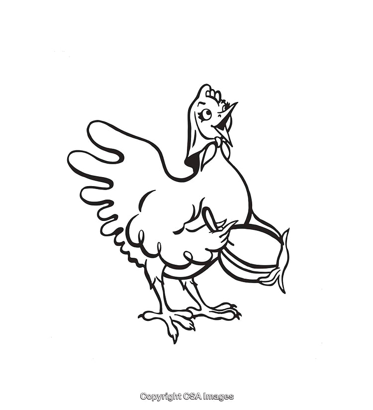Illustration of a Chicken with a Unique Expression in Line Art Style