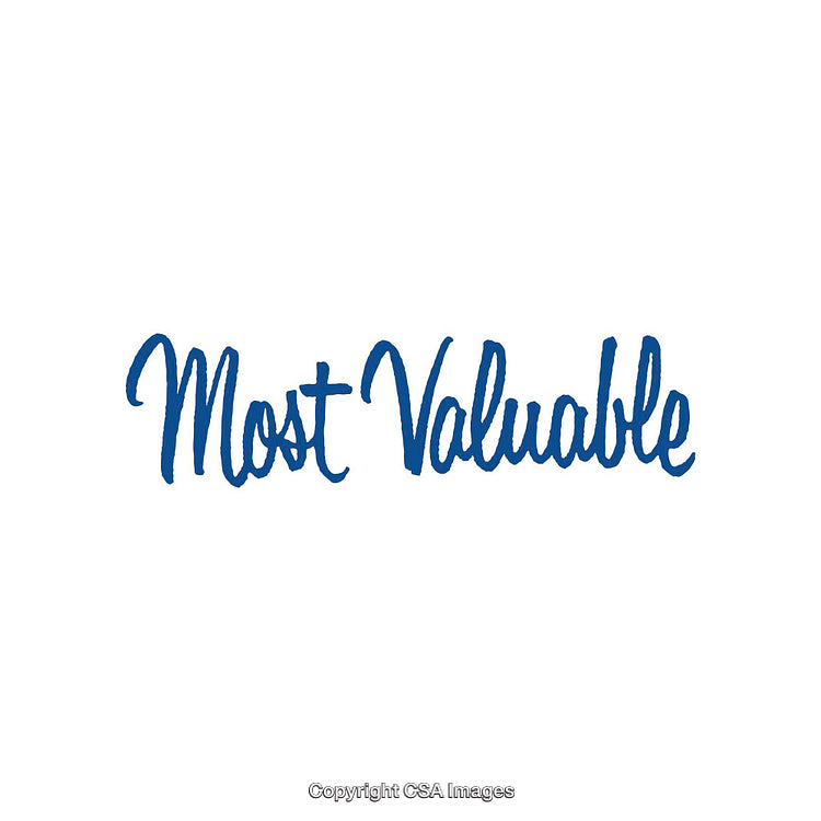 Blue Text Reading 'Most Valuable' on a Clean White Background