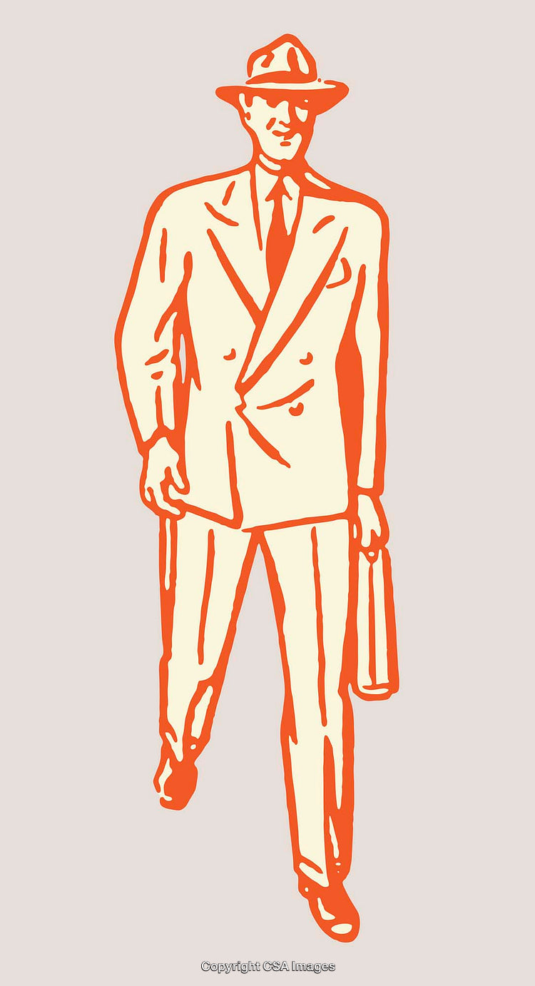 Vintage Businessman Illustration in Retro Line Art Style