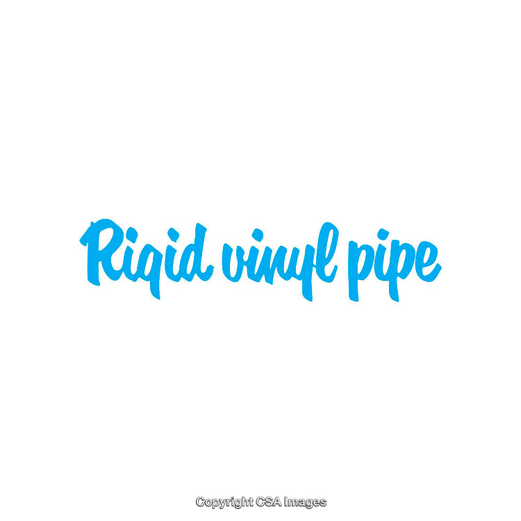 Blue Handwritten Rigid Vinyl Pipe Text on White Background