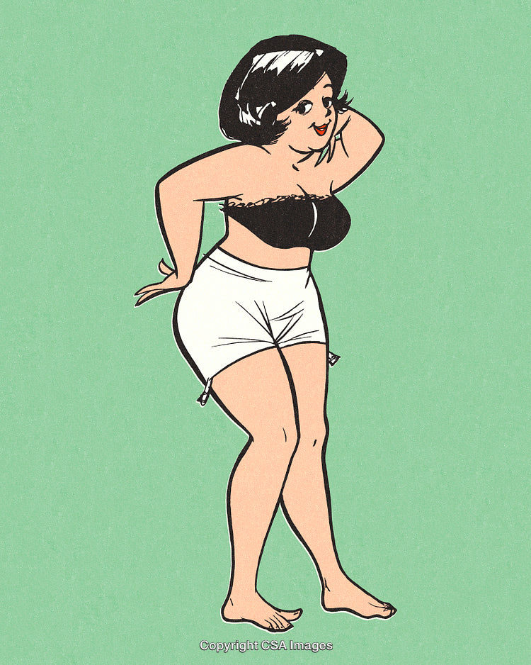 Charming Retro Illustration of a Woman in Stylish Vintage Clothing