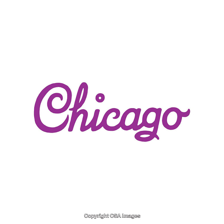 Purple Stylized Chicago Text on Clean White Background