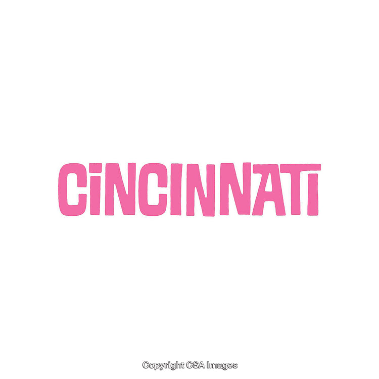 Pink Cincinnati Text on a White Background Featuring Bold Artistic Font