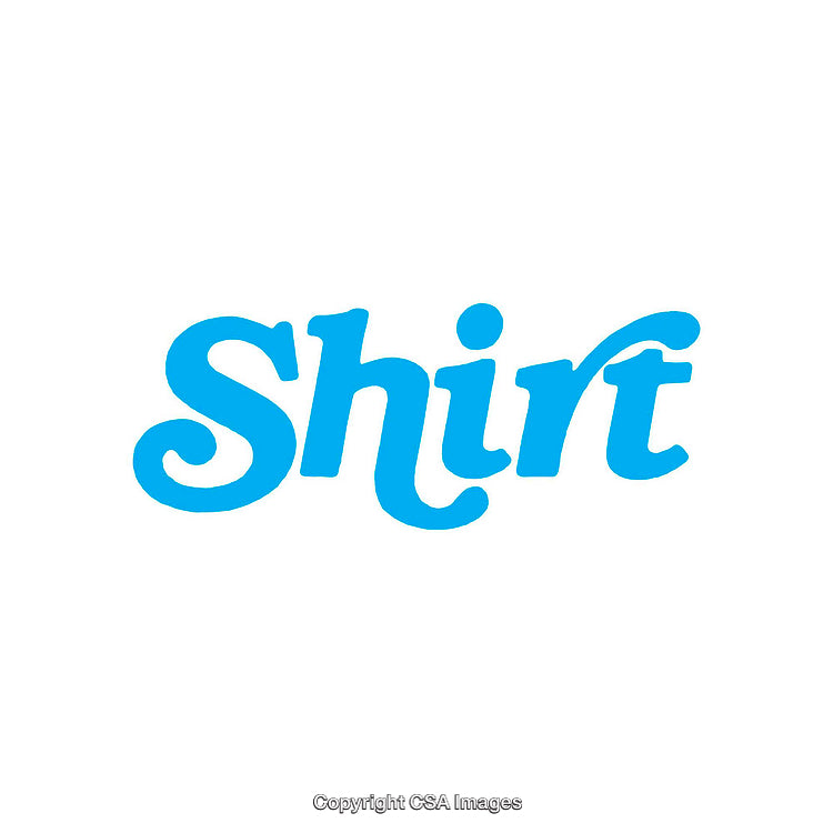 Simple Blue Text Design Displaying the Word Shirt on White Background