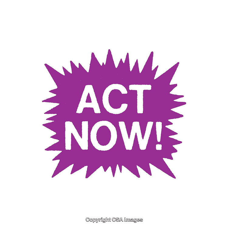 Purple Call to Action Graphic with 'Act Now' Text in Bold Font