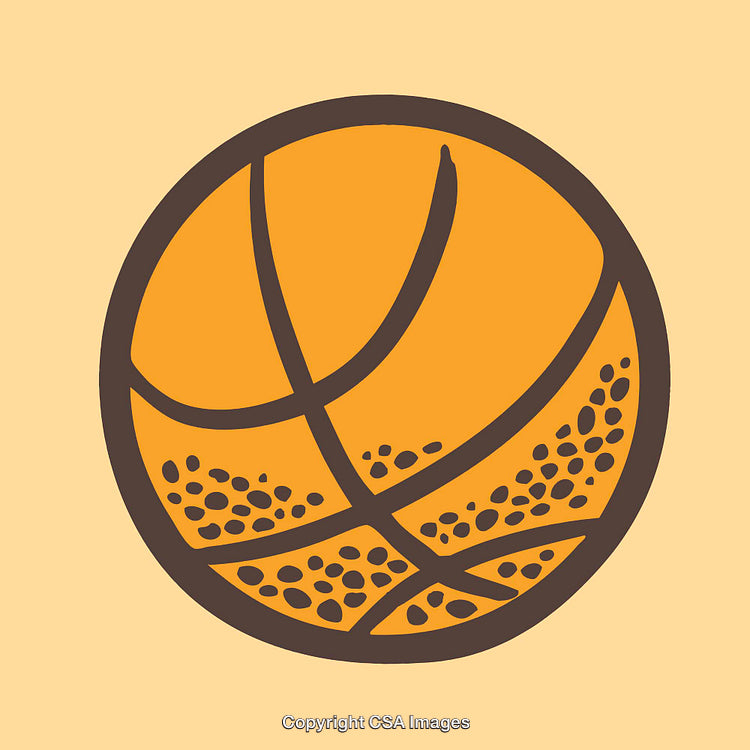 Stylized Line Art Illustration of Basketball on Soft Pastel Background