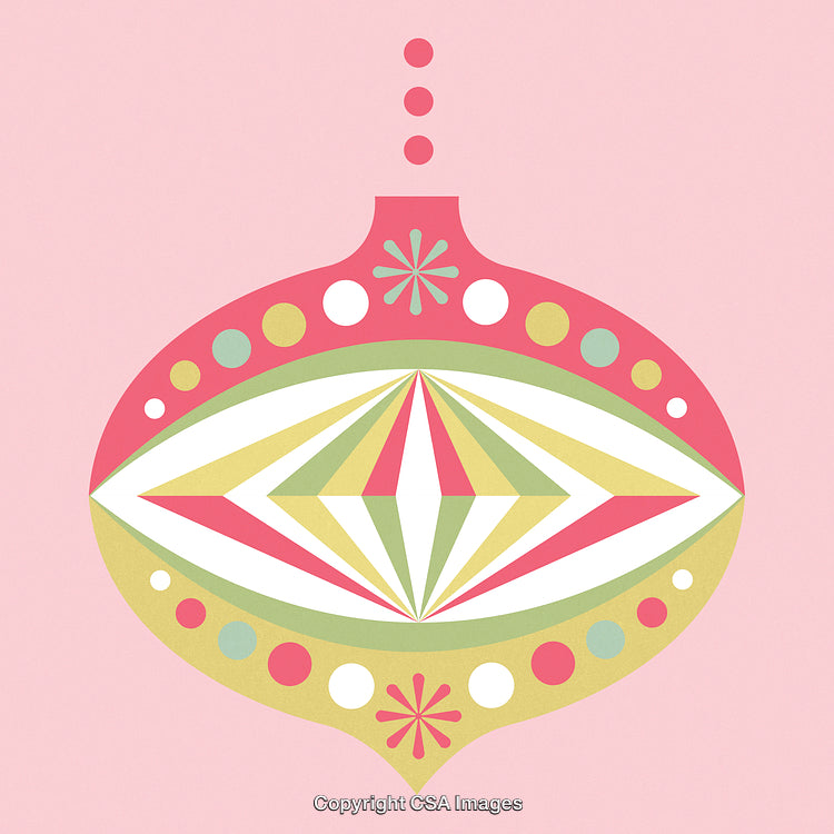 Colorful Vintage Ornament Design with Geometric Shapes on Pastel Background