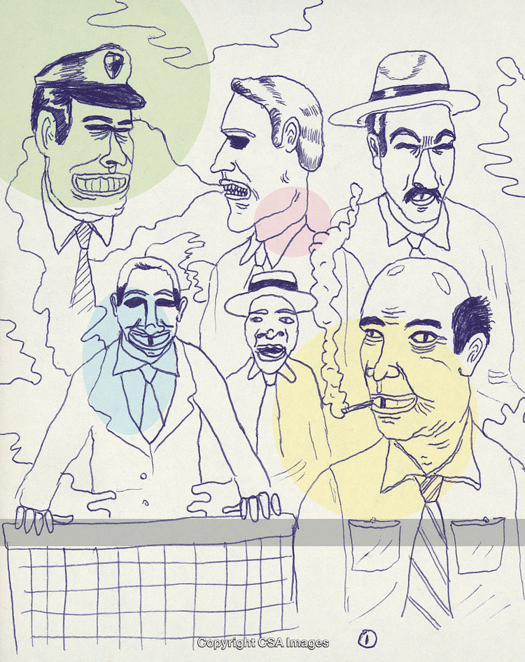 Illustration of Cartoon Men in Diverse Roles and Expressions