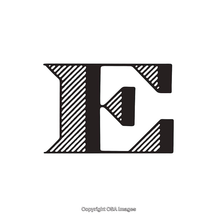 Illustration of the Letter E in a Bold Vintage Style Design