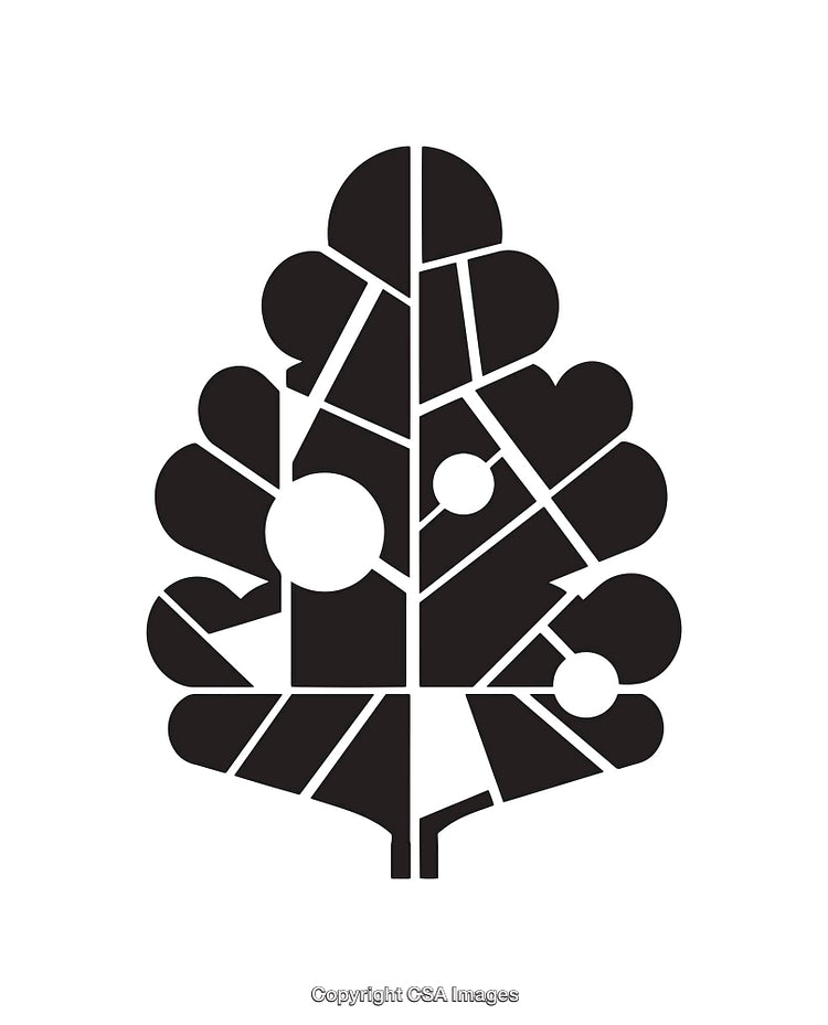 Geometric Black and White Line Art Illustration of Abstract Leaf Design