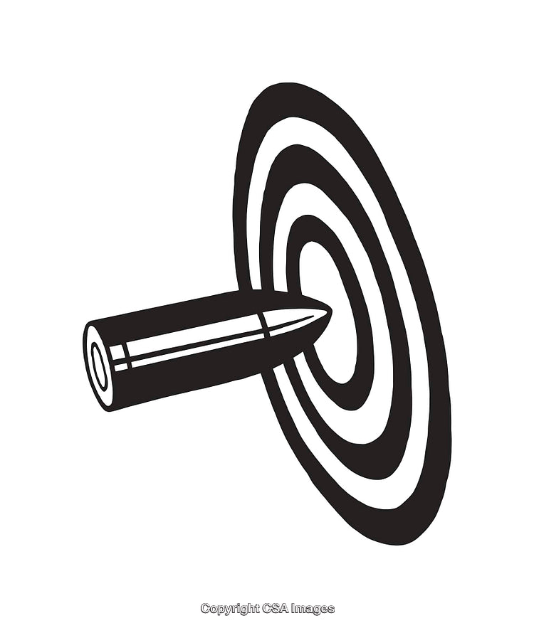 Black and White Illustration of Bullet and Target Concept
