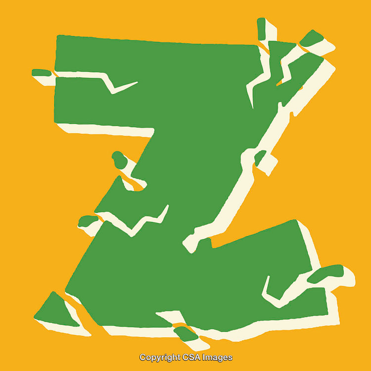 Abstract Artistic Depiction of the Letter Z in Bold Green and Yellow Colors