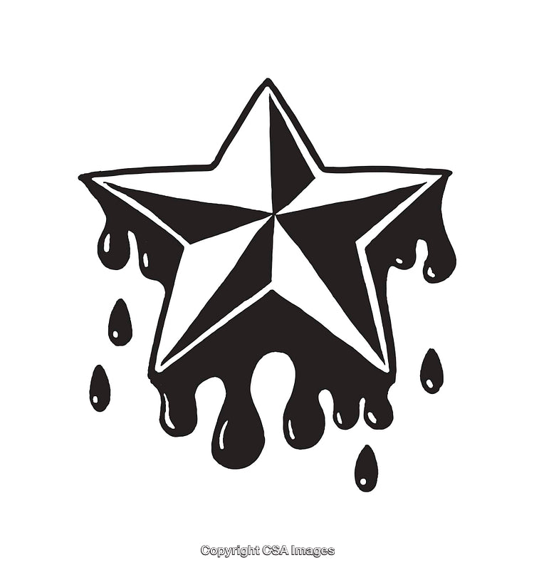 Black and White Dripping Star Line Art Illustration
