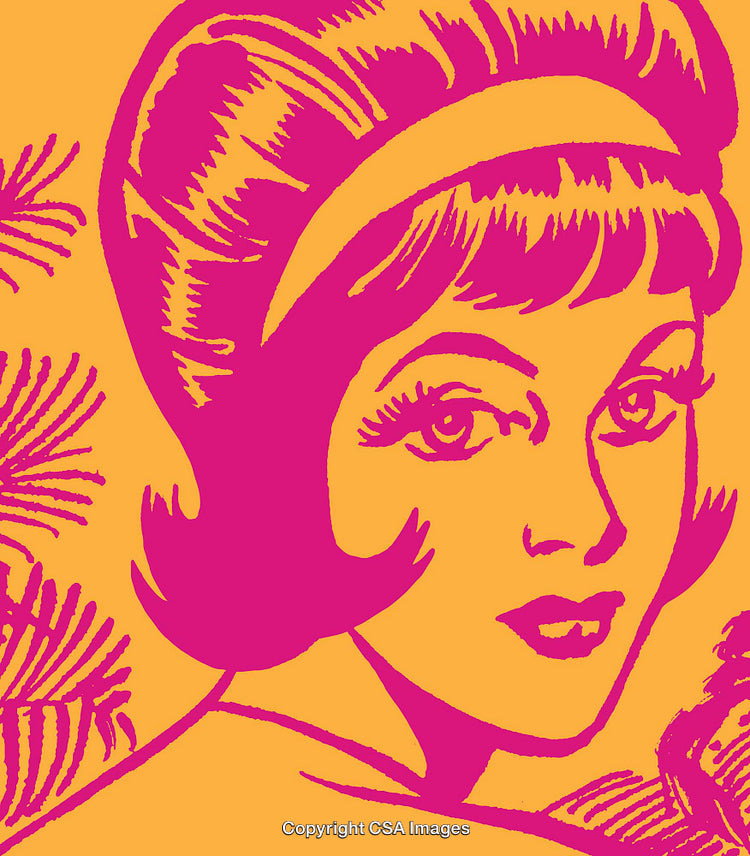 Vibrant Pop Art Portrait of a Woman in Pink and Yellow Tones